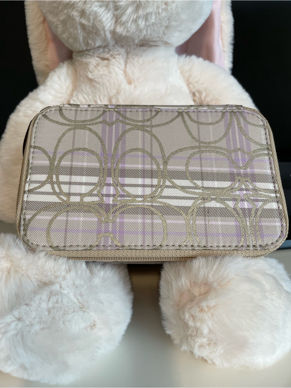 Coach Beige and Lavender Signature Jewelry Box